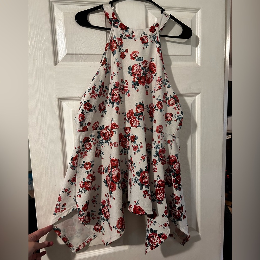 Plus size floral peplum top